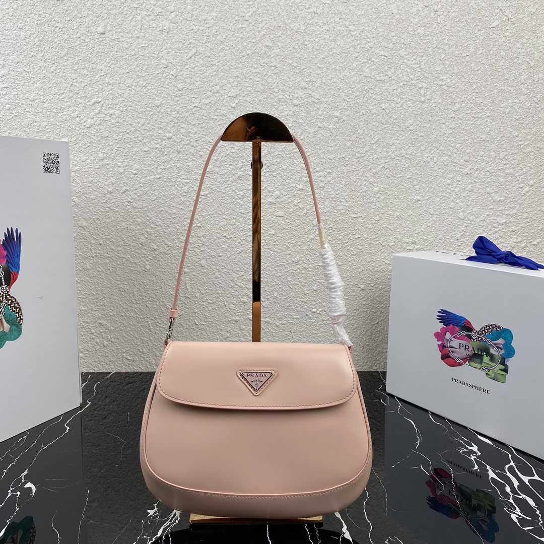 Pra*a cleo brushed leather shoulder bag with flap orchid pink 1bd311 23 x 18 x 2.5 cm