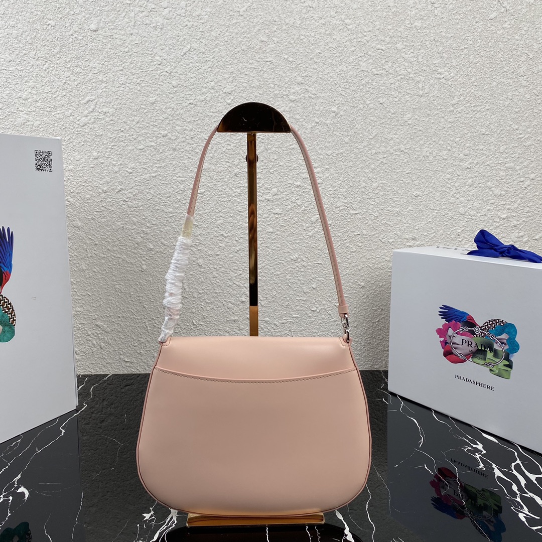 Pra*a cleo brushed leather shoulder bag with flap orchid pink 1bd311 23 x 18 x 2.5 cm