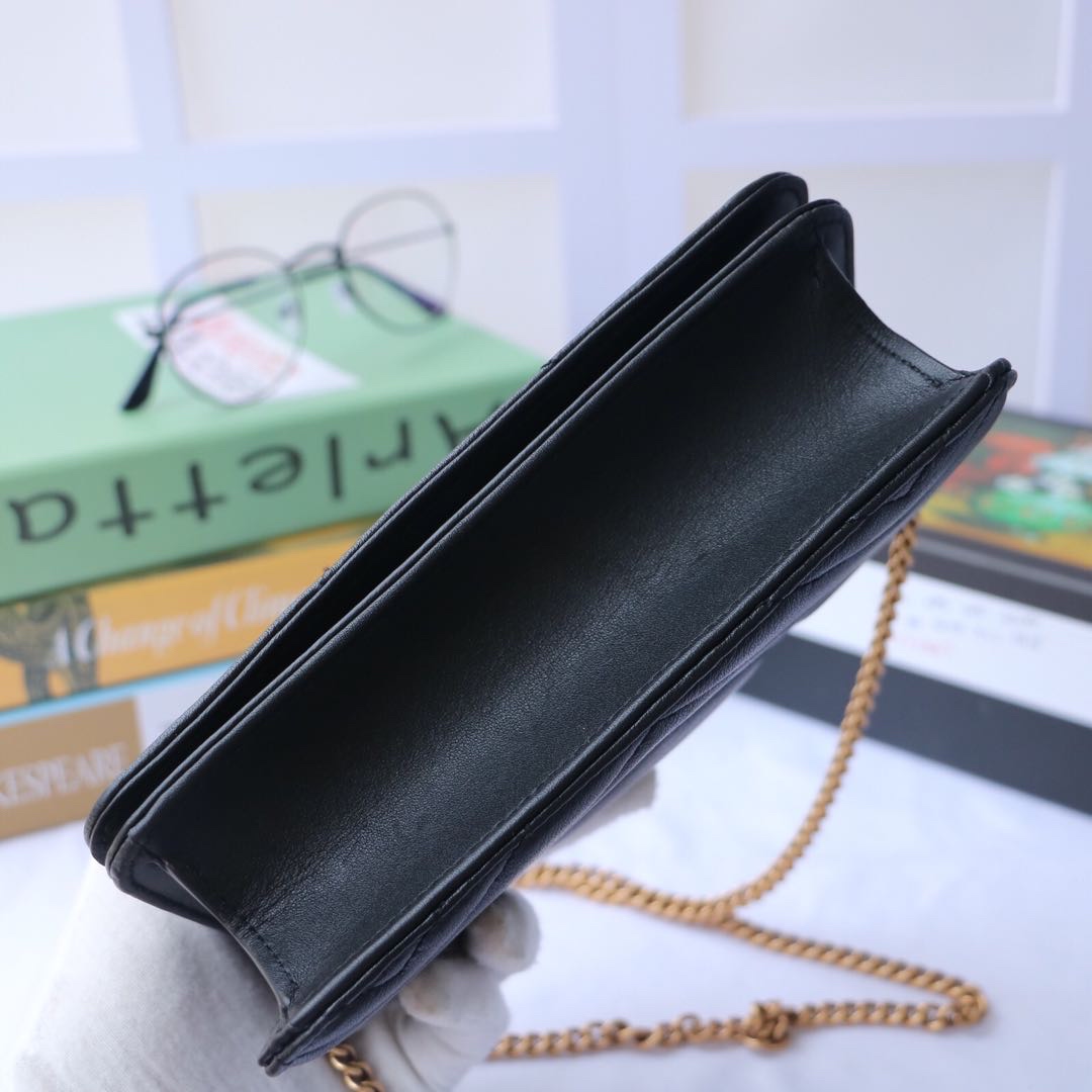 Gvc*1 gg marmont mini bag black leather 488426 18 x 10 x 5 cm