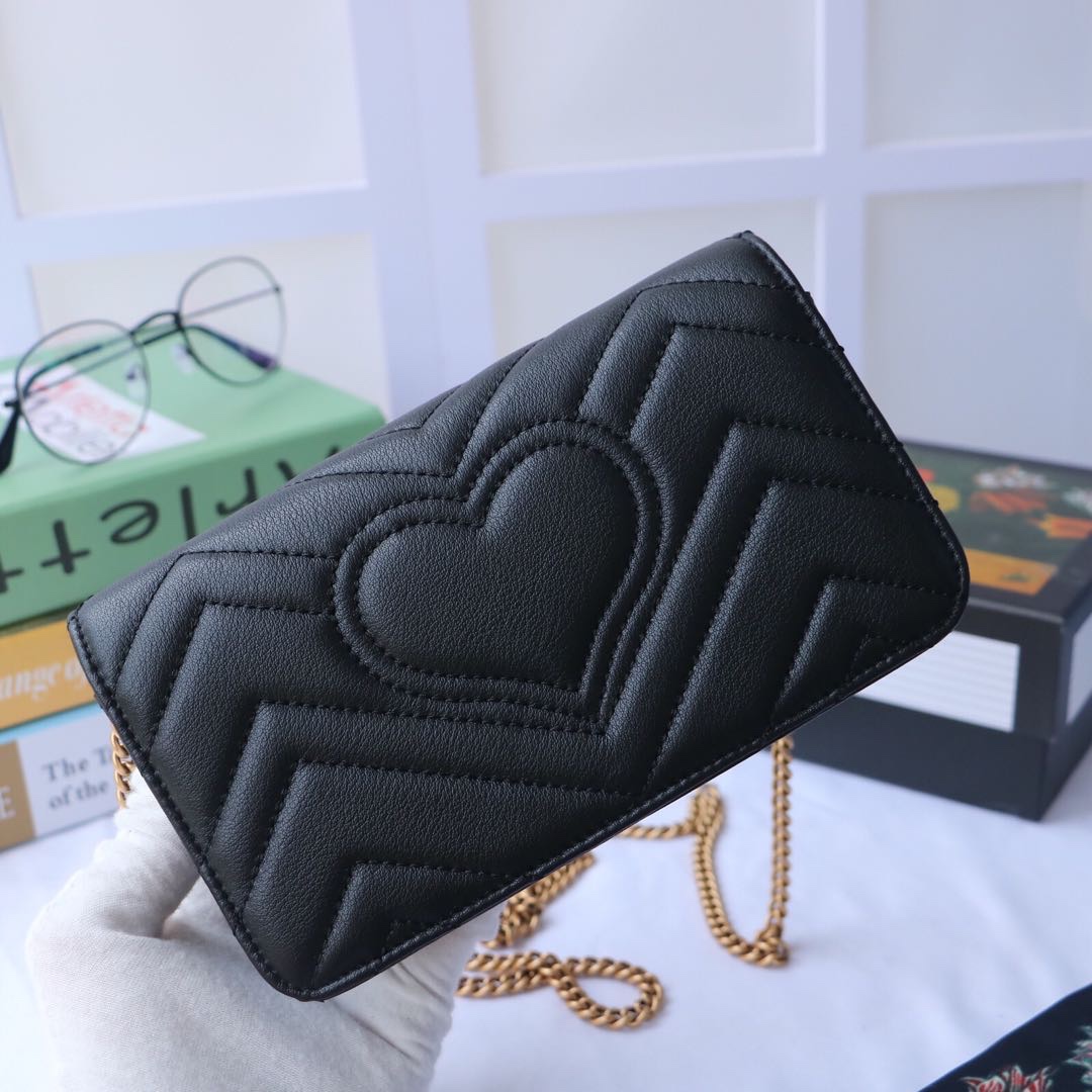 Gvc*1 gg marmont mini bag black leather 488426 18 x 10 x 5 cm