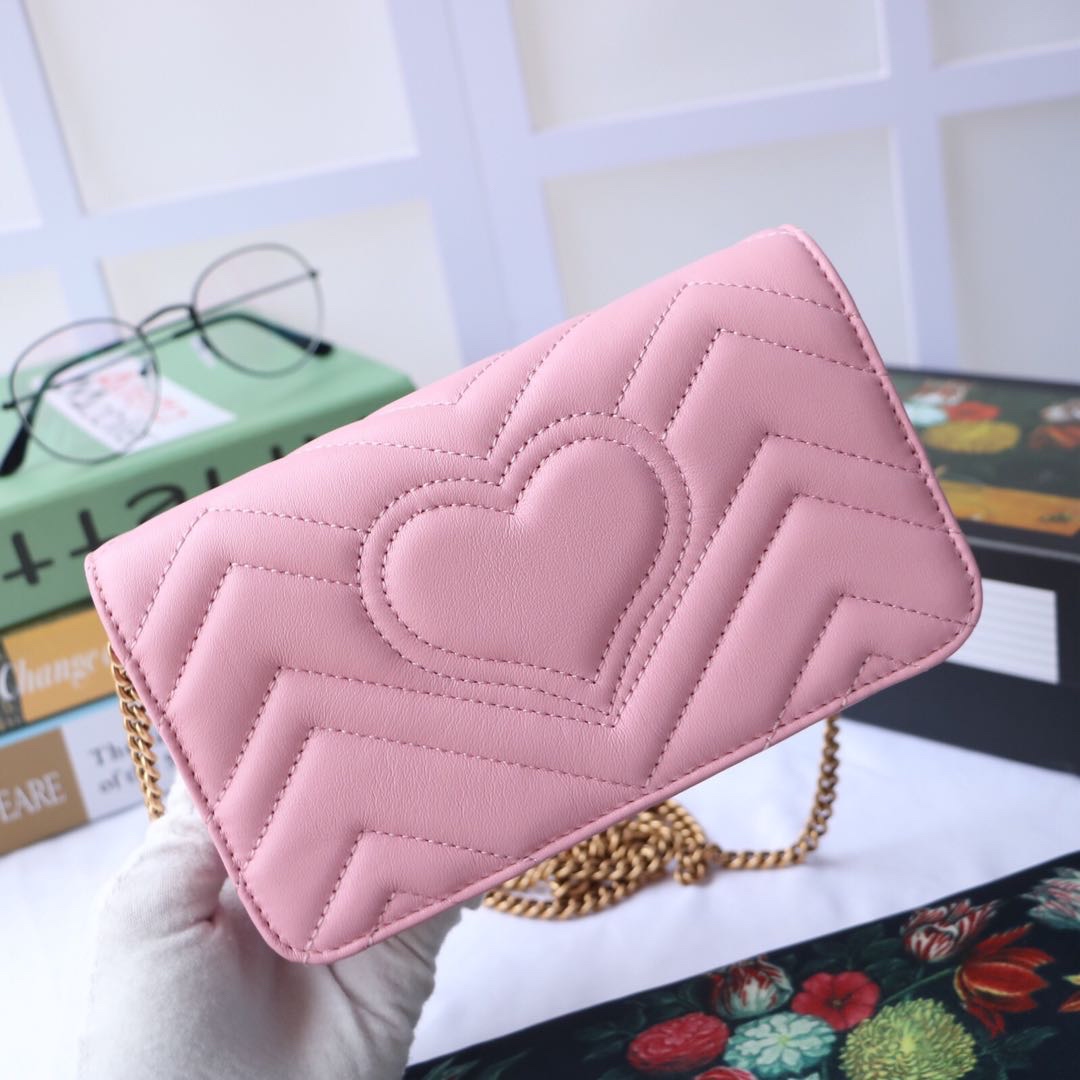 Gvc*1 gg marmont mini bag pink pastel leather 488426 18 x 10 x 5 cm