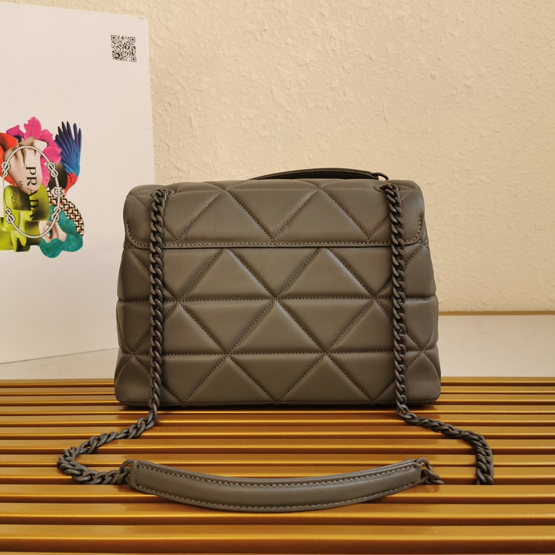 Pra*a large nappa leather Pra*a spectrum bag marble gray 1bd231 27 × 18.5 × 9 cm