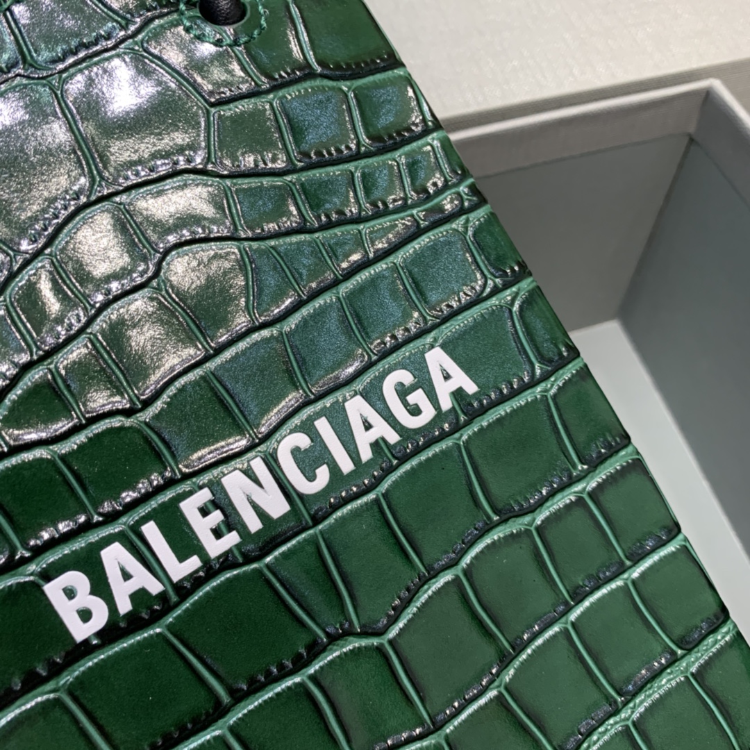 Ba1en*iaga shopping phone holder croc-effect leather bag in green 12 x 4.5 x 18 cm