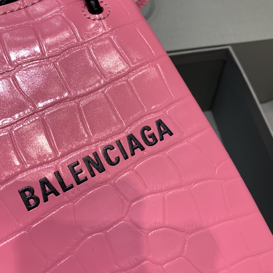 Ba1en*iaga shopping phone holder croc-effect leather bag in pink 12 x 4.5 x 18 cm