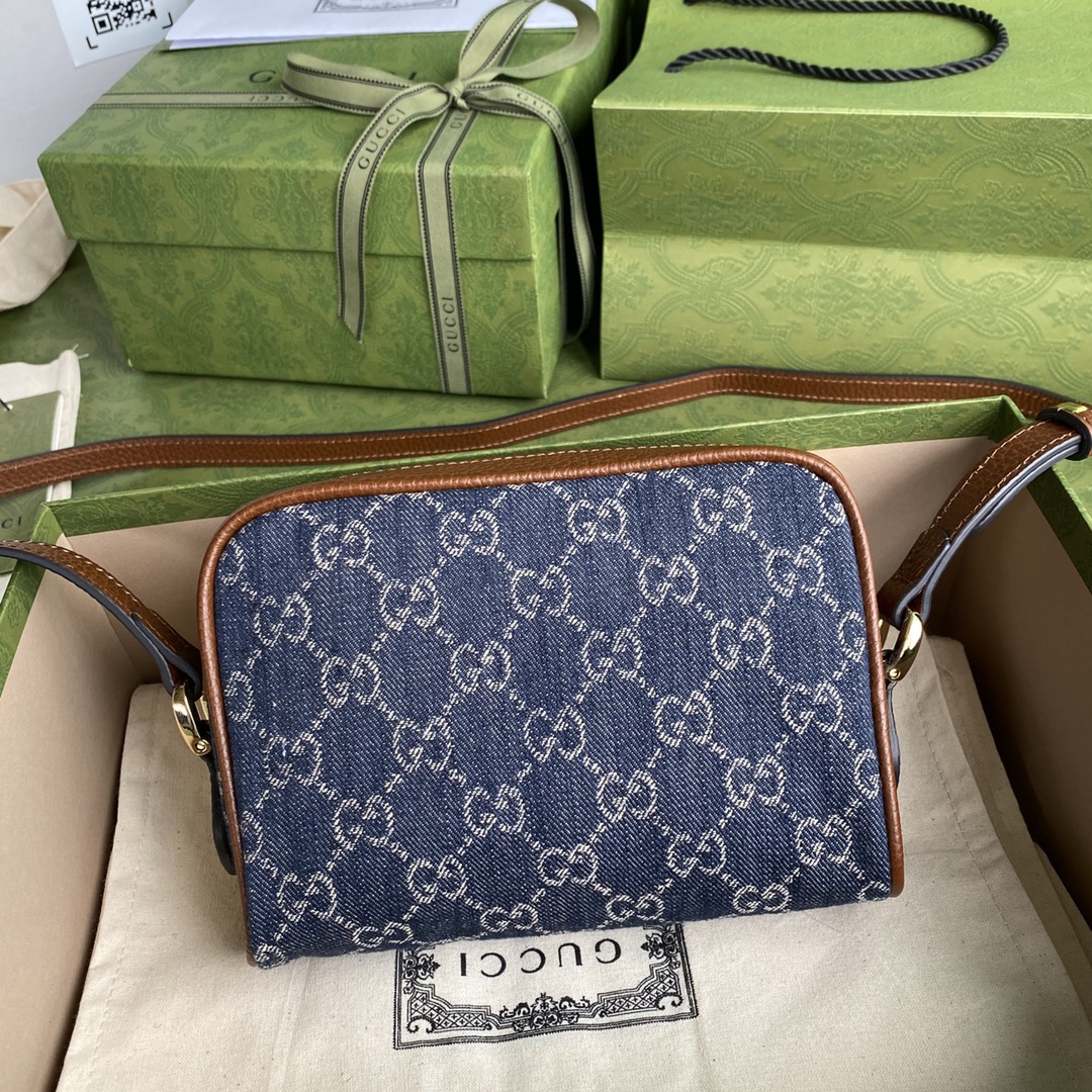 Gvc*1 ophidia gg mini bag blue and ivory 517350 17.5 x 12 x 5.5 cm