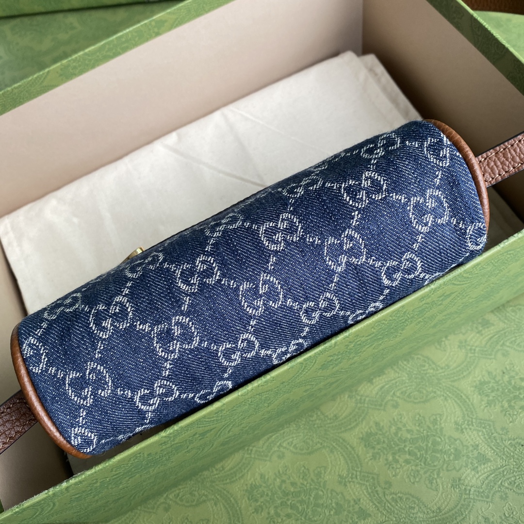Gvc*1 ophidia gg mini bag blue and ivory 517350 17.5 x 12 x 5.5 cm