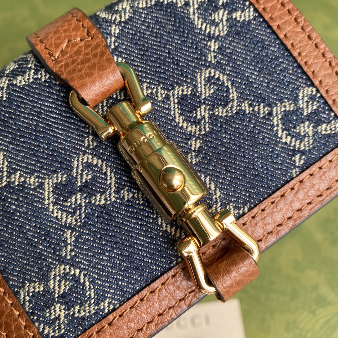 Gvc*1 jackie 1961 card case wallet blue and ivory ‎645536 11 × 8.5 x 3 cm