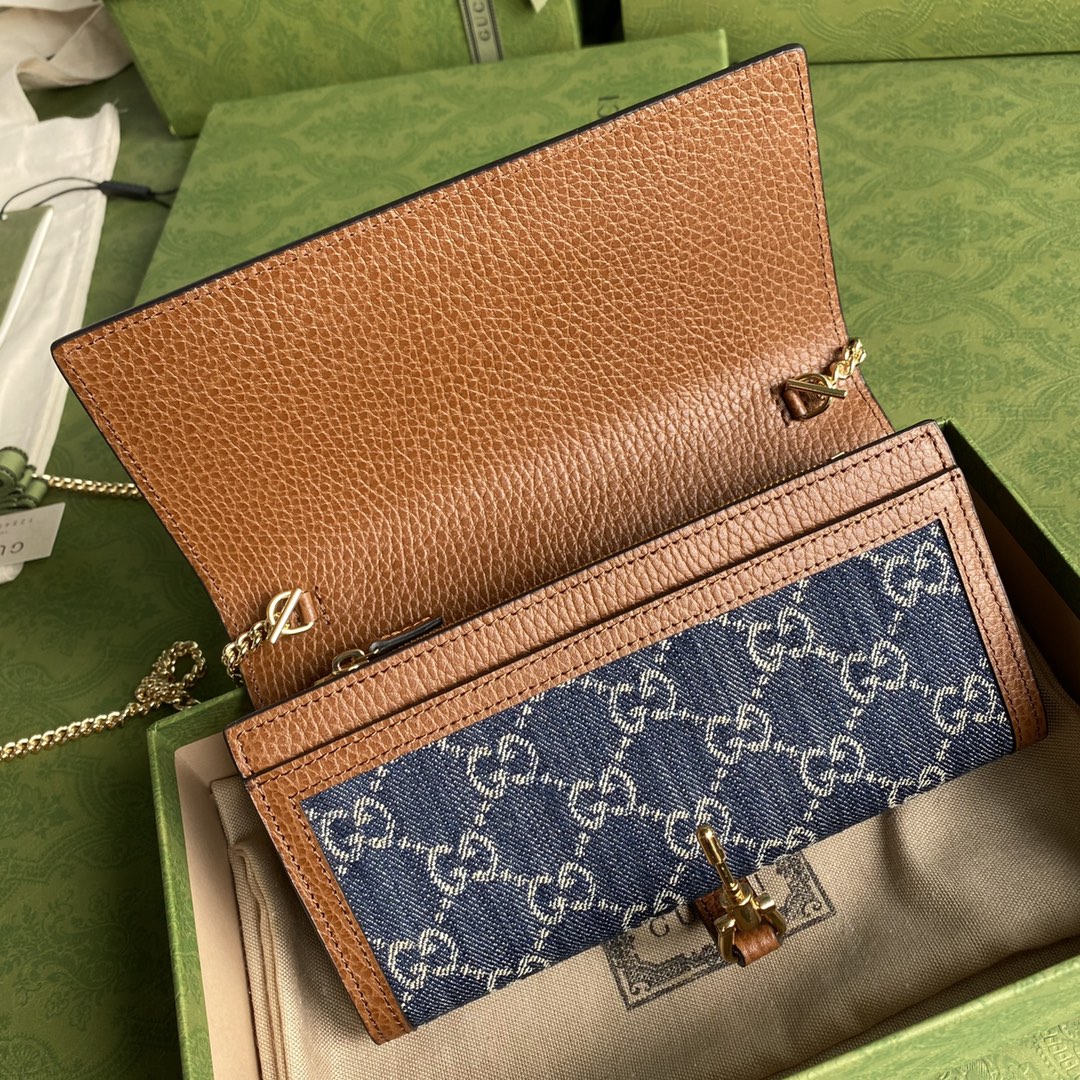 Gvc*1 jackie 1961 chain wallet blue and ivory ‎652681 19 x 10 x 3.5 cm