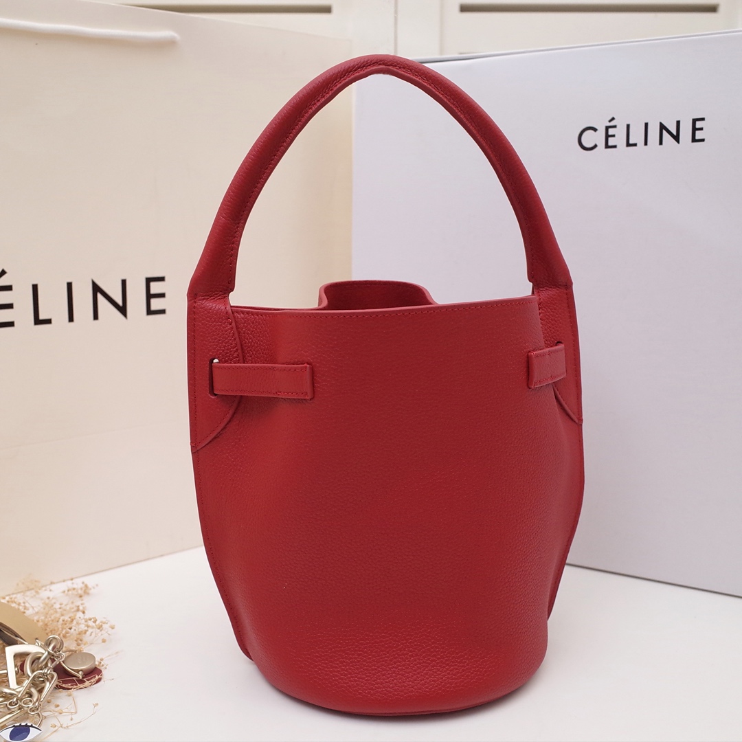 Ce1i*e big bag nano bucket in smooth calfskin red 187243a4t 21 x 15 x 15 cm