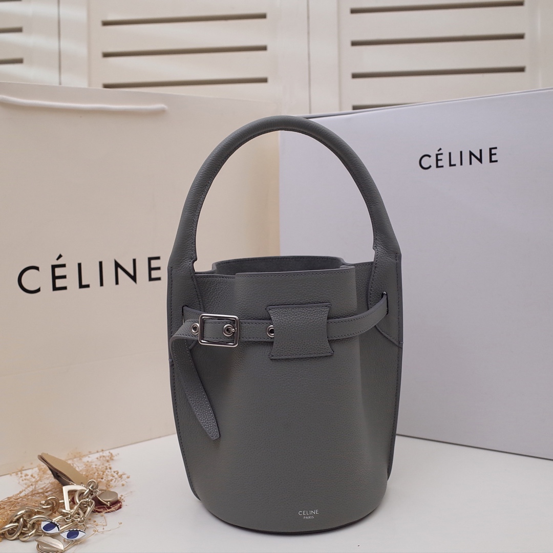 Ce1i*e big bag nano bucket in smooth calfskin grey 187243a4t 21 x 15 x 15 cm