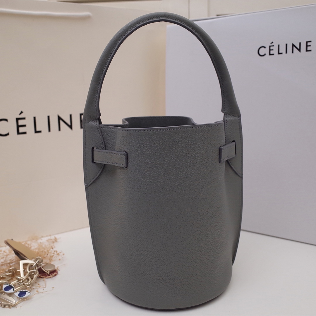 Ce1i*e big bag nano bucket in smooth calfskin grey 187243a4t 21 x 15 x 15 cm