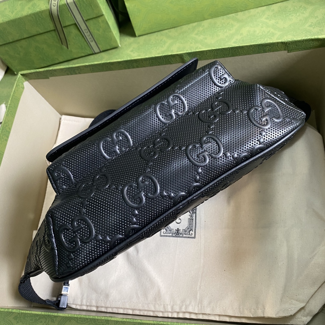 Gvc*1 gg embossed belt bag leather black 645093 28 × 18 × 8 cm