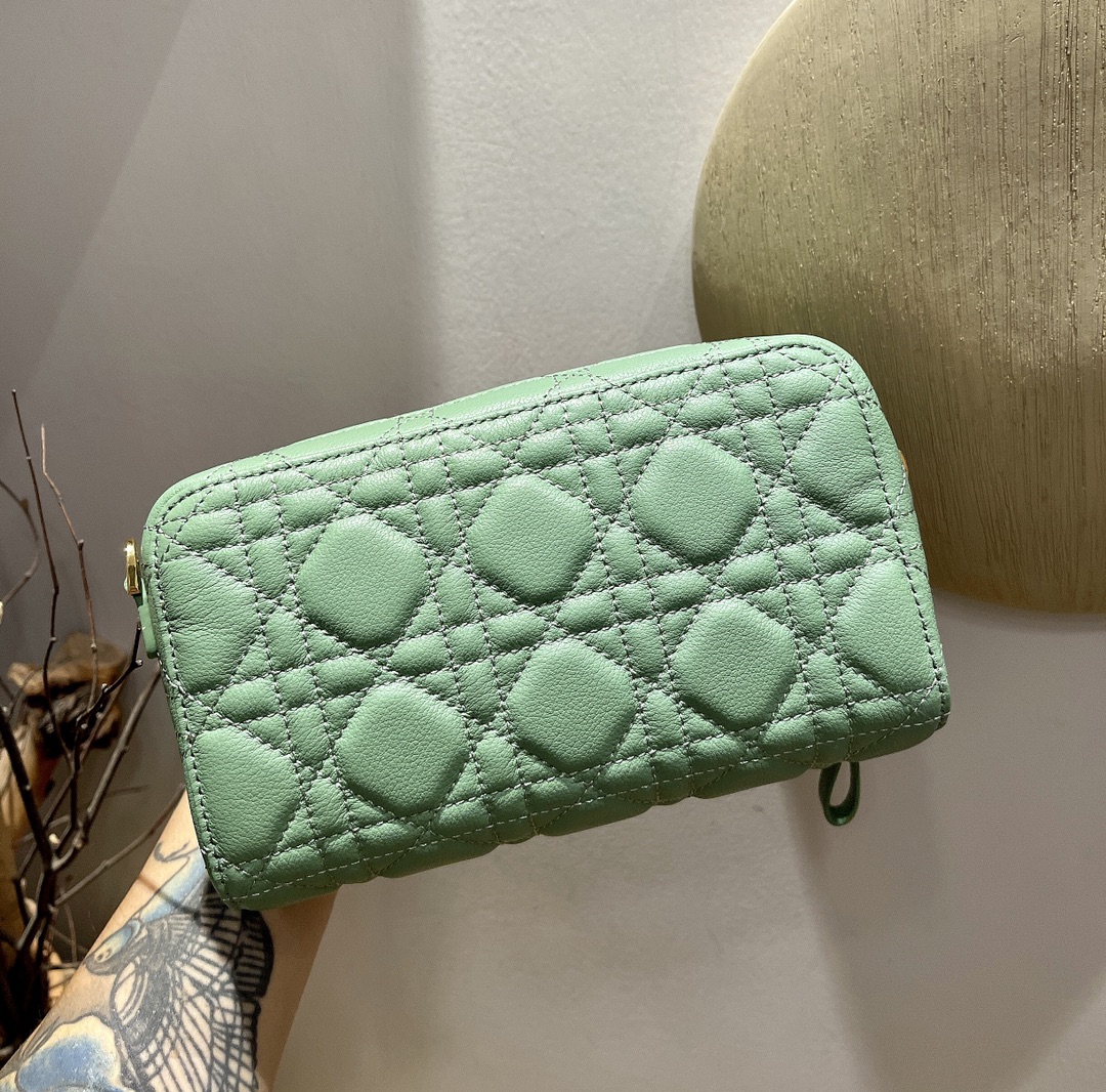 d10r caro double pouch S*pple cannage calfskin seafoam s5037uwhc 19 x 10.5 x 5 cm