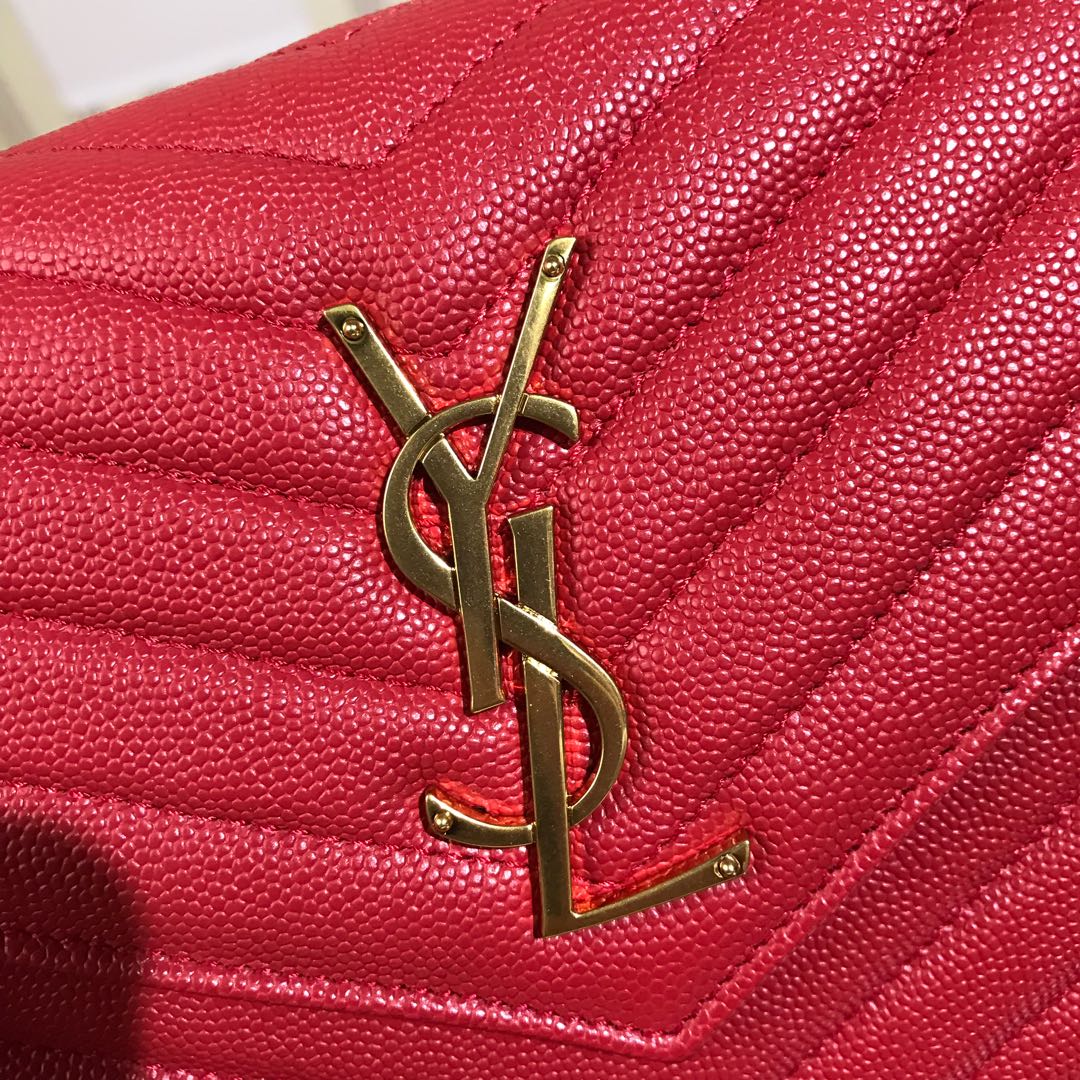 Y51 monogram chain wallet in quilted grain de poudre embossed leather rouge opyum 377828 22.5 x 14 x 4 cm
