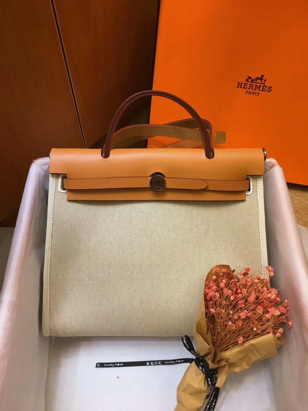H**me5 herbag zip 31 pm retourne bag apricot 078971 25 x 31 x 10 cm
