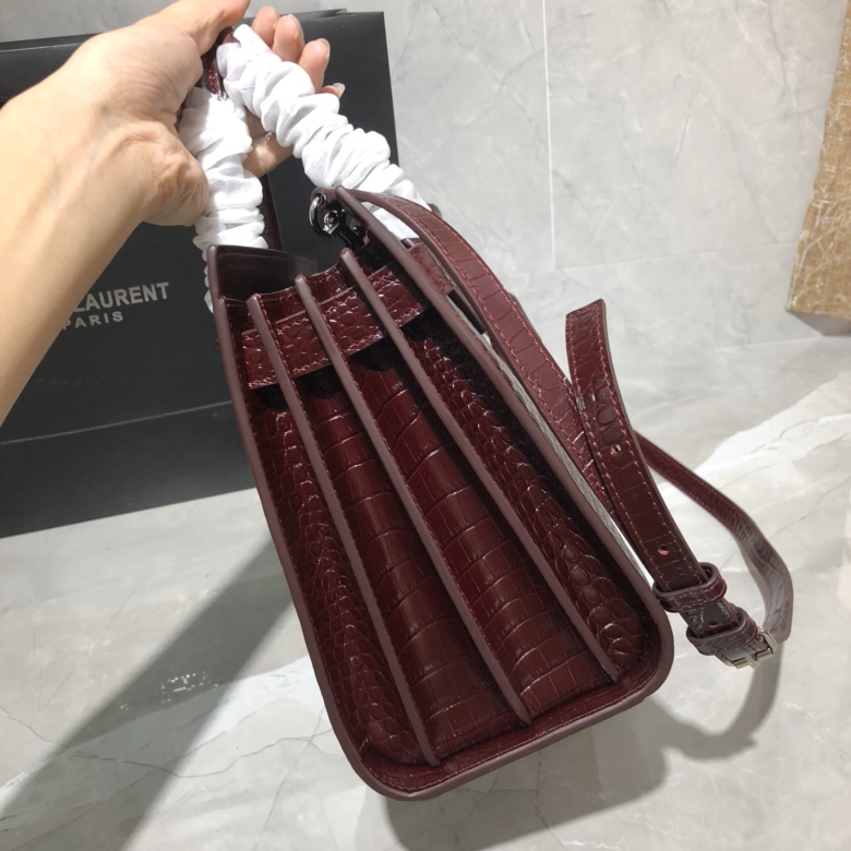 Y51 classic sac de jour baby in crocodile embossed matte leather burgundy 421863 26 x 20.5 x 12.5 cm