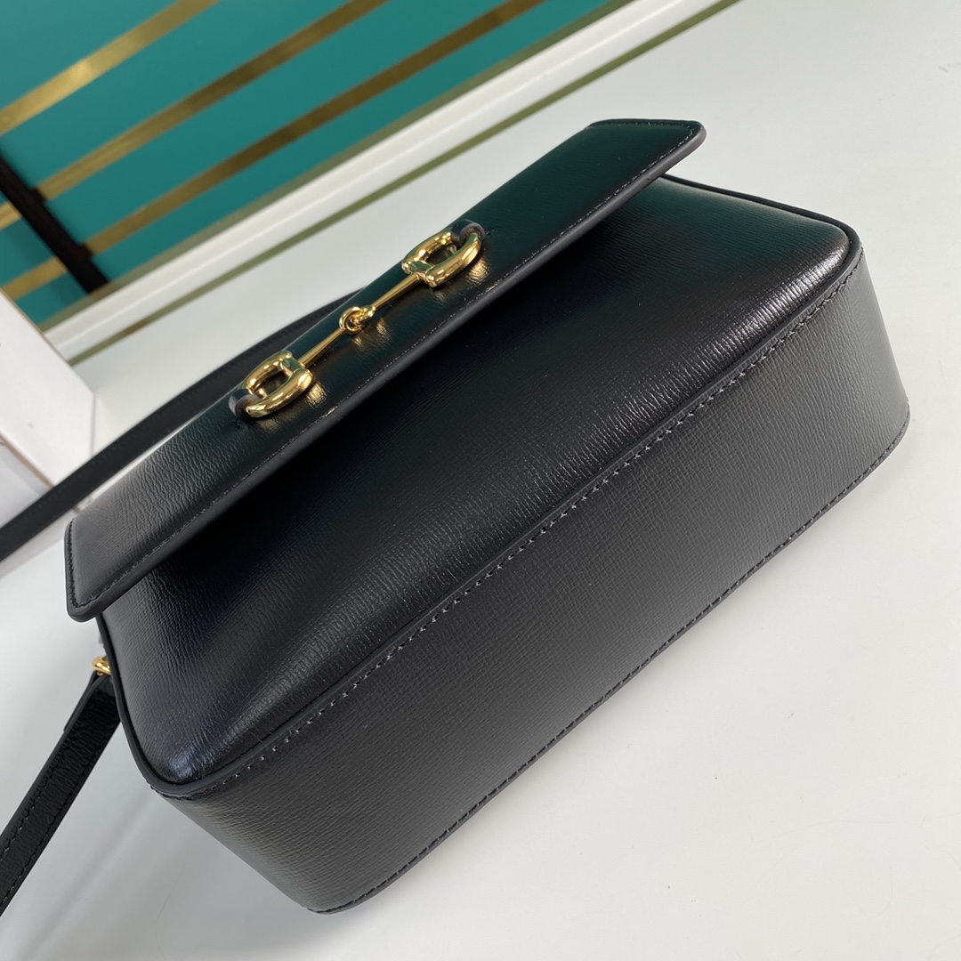 Gvc*1 horsebit 1955 small shoulder bag black leather 645454 22.5 x 17 x 6.5 cm