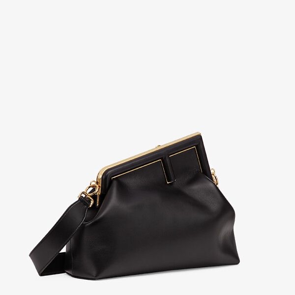 F**di first medium black leather bag 8bp127abve 32 × 23 × 15 cm