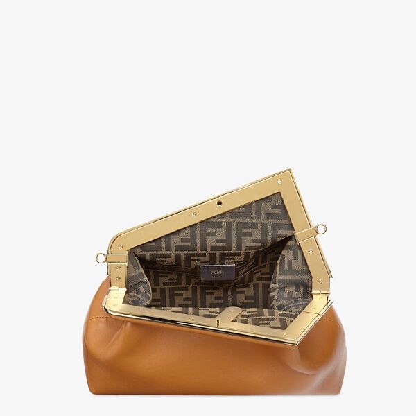 F**di first medium brown leather bag 8bp127abve 32 × 23 × 15 cm