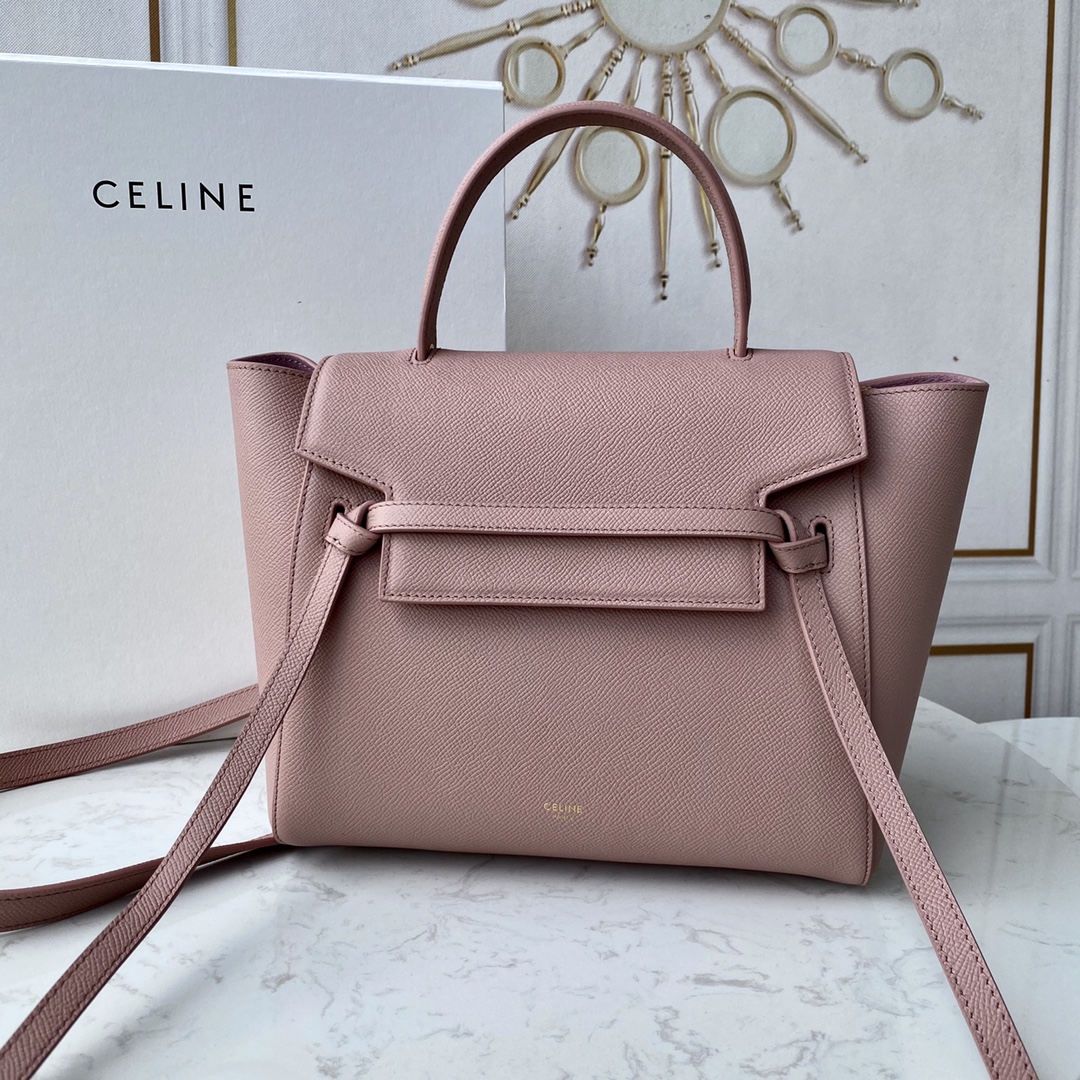 Ce1i*e micro belt bag in grained calfskin vintage pink 189153 24 x 20 x 13 cm