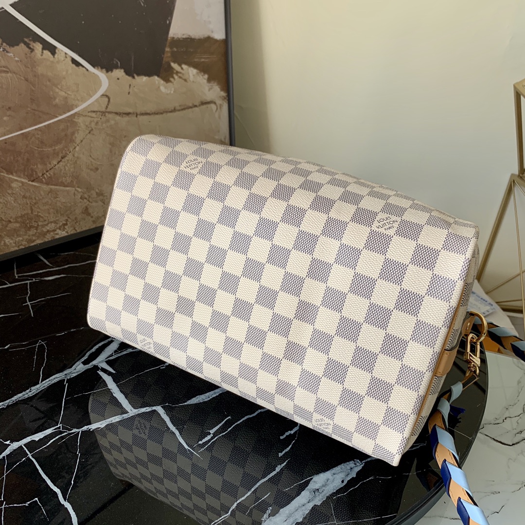 l0vis Vvtt0n speedy bandouliÈre 30 damier azur canvas n50054 30 x 21 x 17 cm