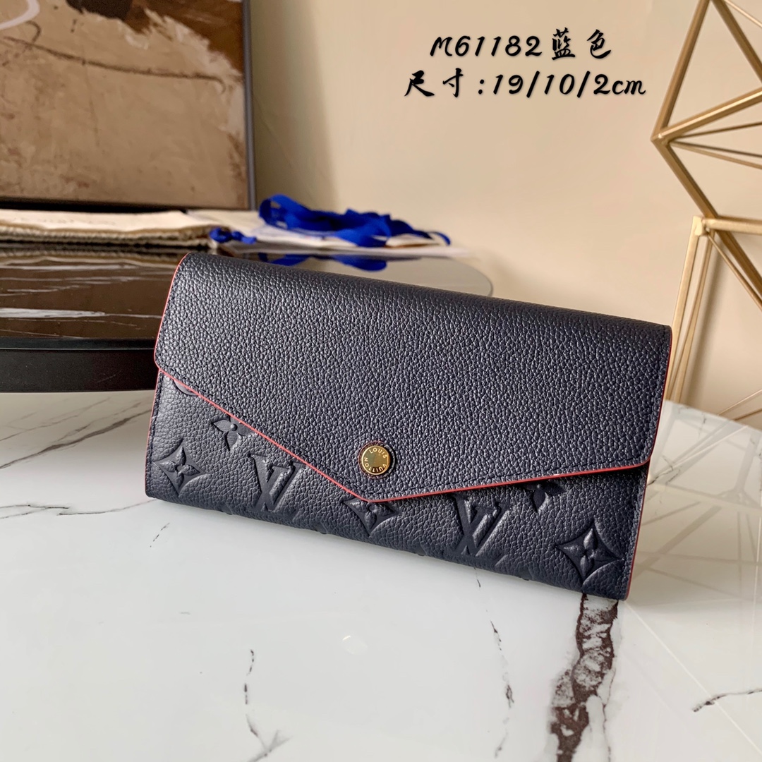 l0vis Vvtt0n sarah wallet monogram empreinte leather marine rouge m62125 19 x 10 x 2 cm