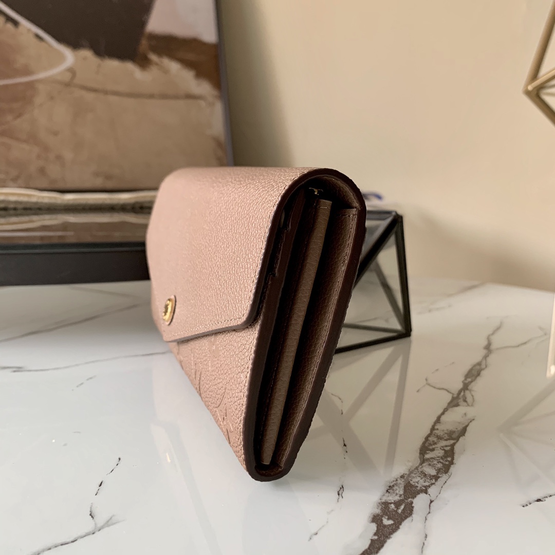 l0vis Vvtt0n sarah wallet monogram empreinte leather tourterelle m68708 19 x 10 x 2 cm