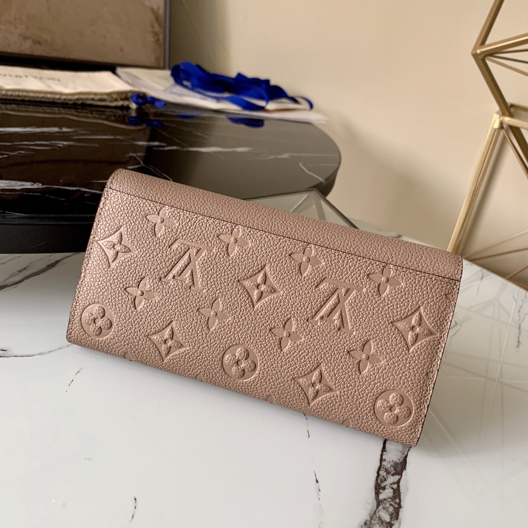 l0vis Vvtt0n sarah wallet monogram empreinte leather tourterelle m68708 19 x 10 x 2 cm