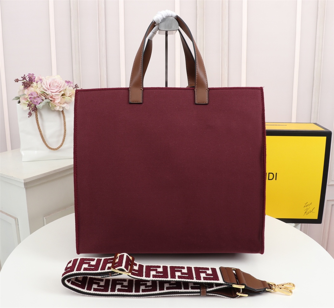 F**di spring summer 2021 tote bag monogram burgundy 38 x 34 x 20 cm