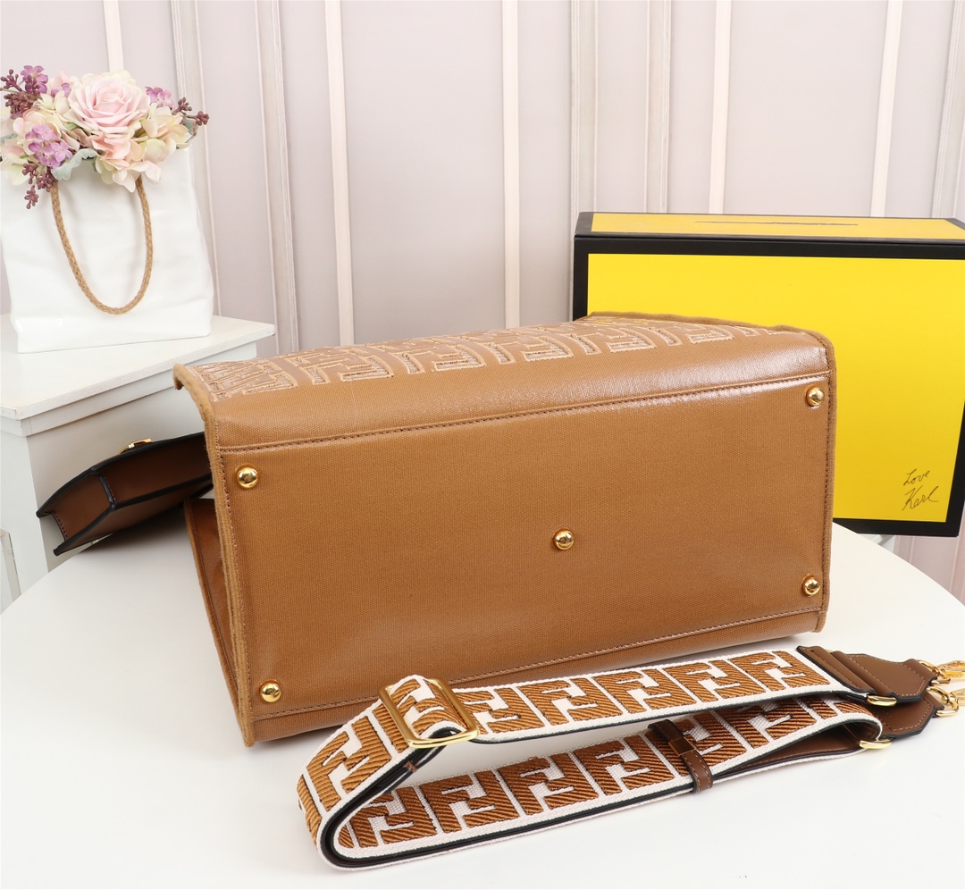 F**di spring summer 2021 tote bag monogram brown 38 x 34 x 20 cm