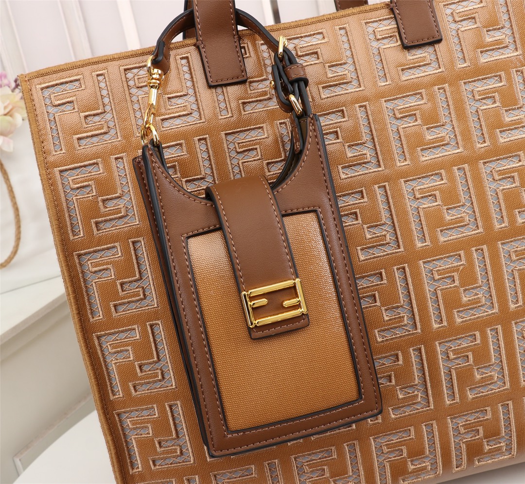 F**di spring summer 2021 tote bag monogram brown 38 x 34 x 20 cm