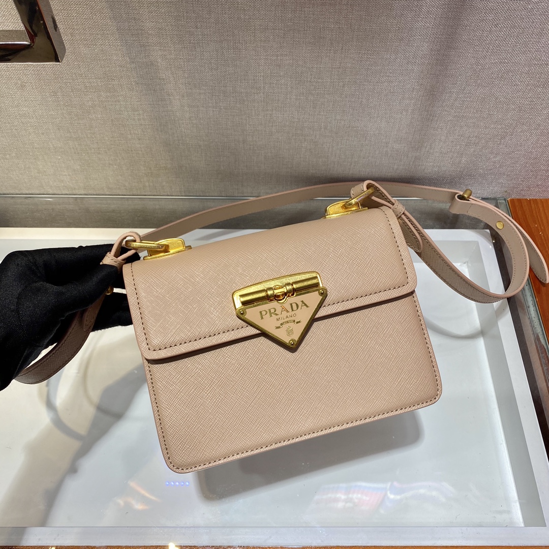 Pra*a saffiano leather symbole bag cameo beige 1bd270 20 x 14 x 7 cm