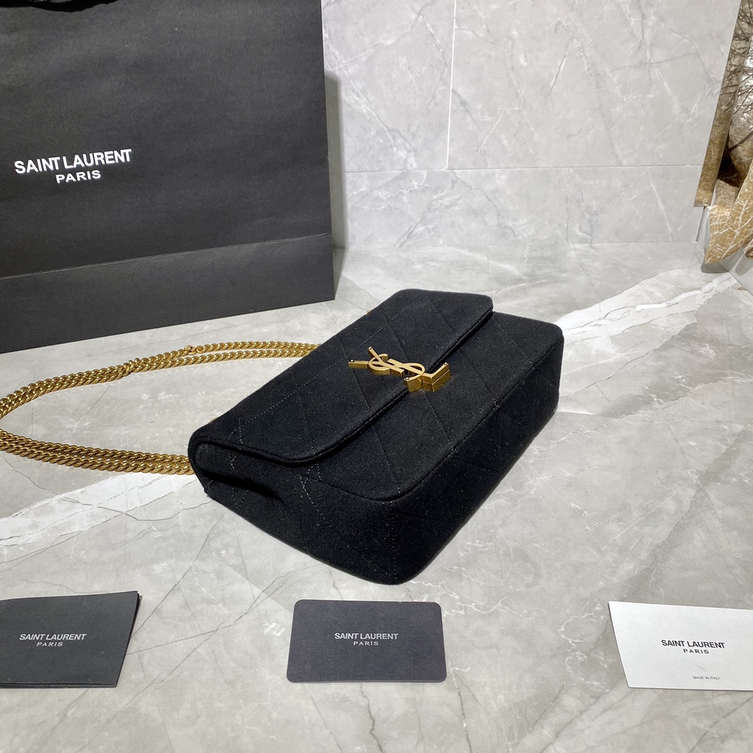 Y51 jamie medium "carrÉ rive gauche" in jersey black 6348202 24 × 15.5 × 6.5 cm
