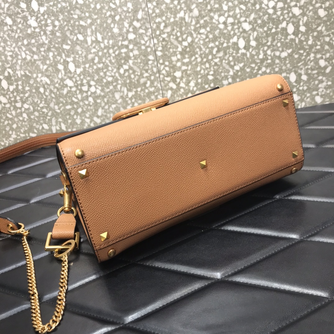 Va1e*ntin0 small vsling grainy calfskin handbag beige zw2b0f 25.5 x 12 x 19 cm