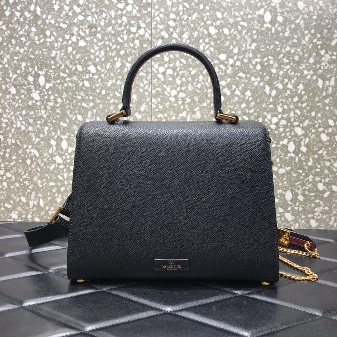 Va1e*ntin0 small vsling grainy calfskin handbag black zw2b0f 25.5 x 12 x 19 cm