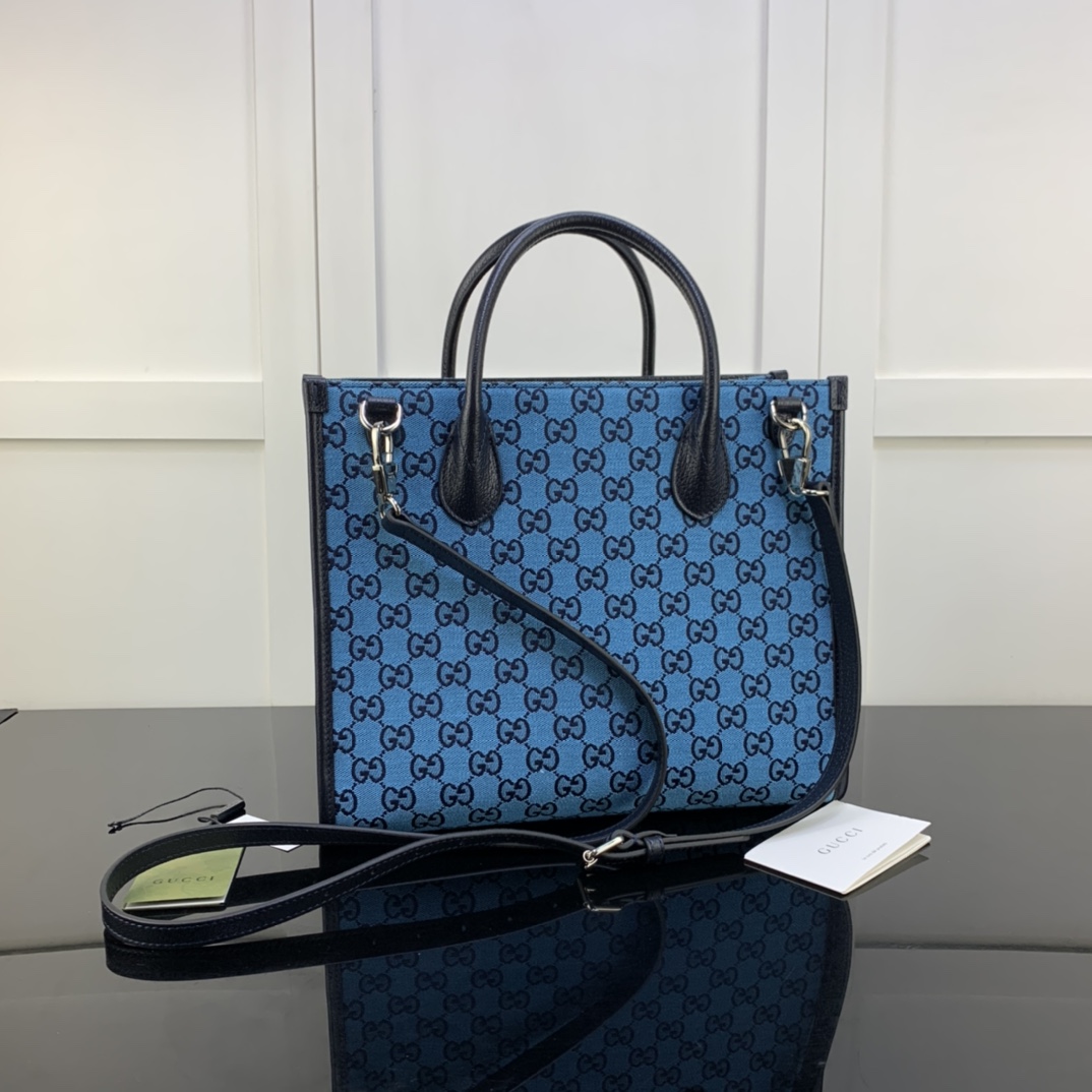 Gvc*1 gg small tote bag blue svp*me canvas 659983 31 x 26.5 x 14 cm