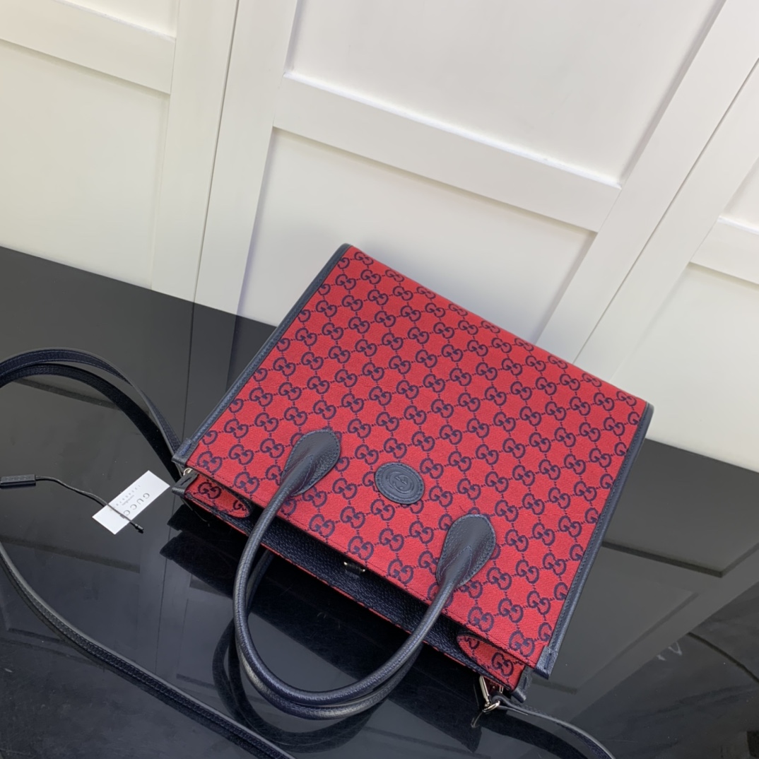 Gvc*1 gg small tote bag red svp*me canvas 659983 31 x 26.5 x 14 cm
