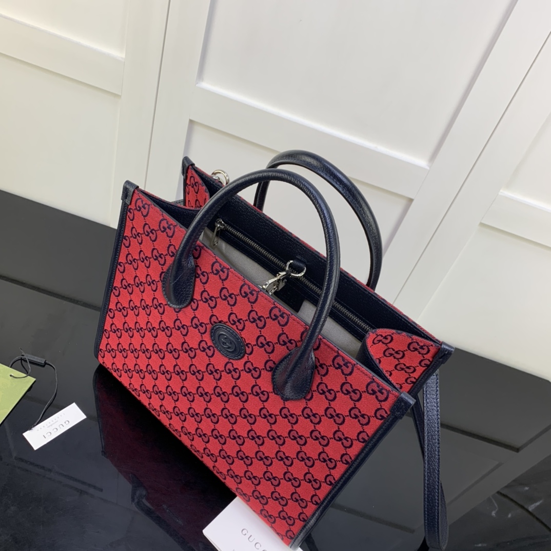 Gvc*1 gg small tote bag red svp*me canvas 659983 31 x 26.5 x 14 cm
