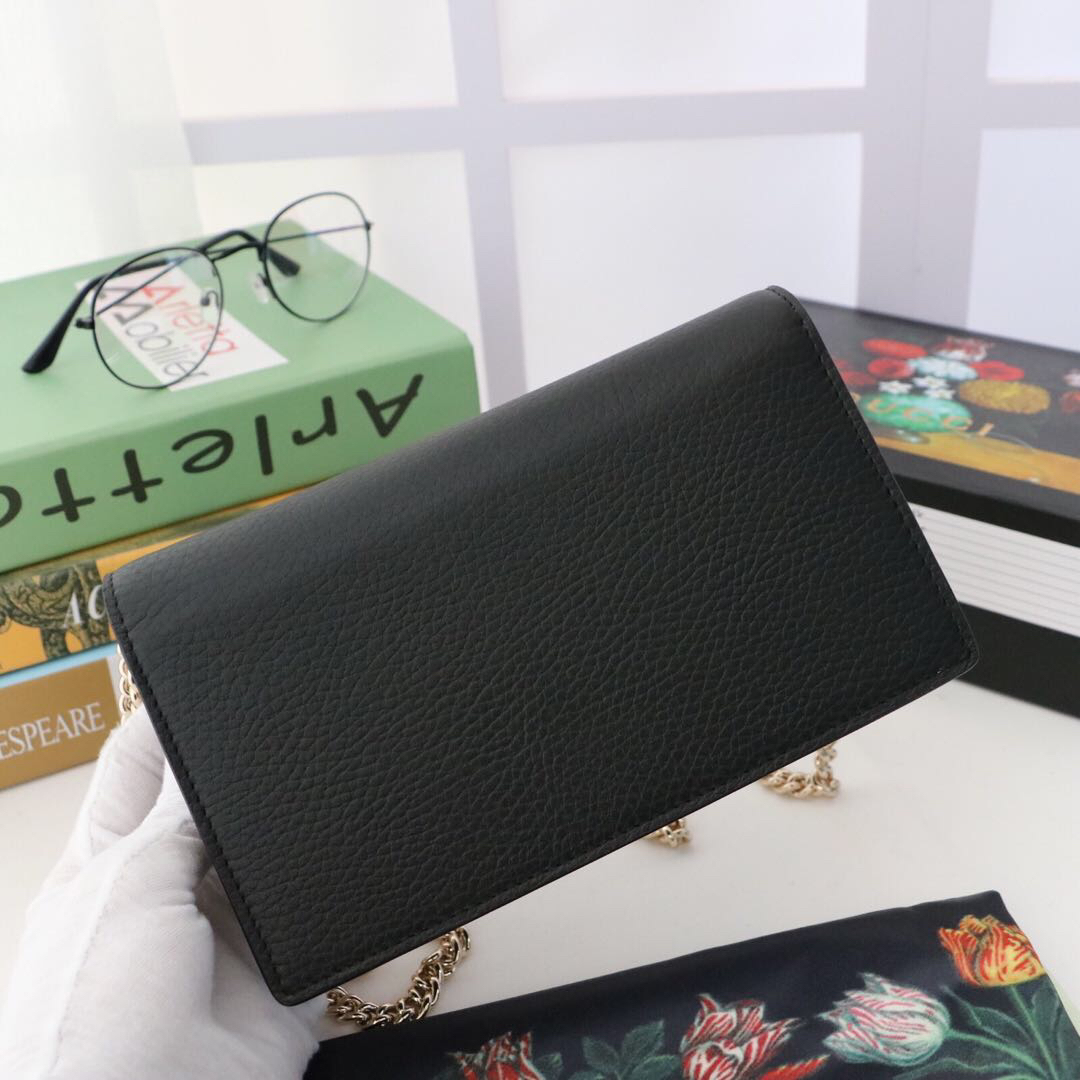 Gvc*1 interlocking wallet on chain black leather 510314 19.5 x 12 x 3.5 cm
