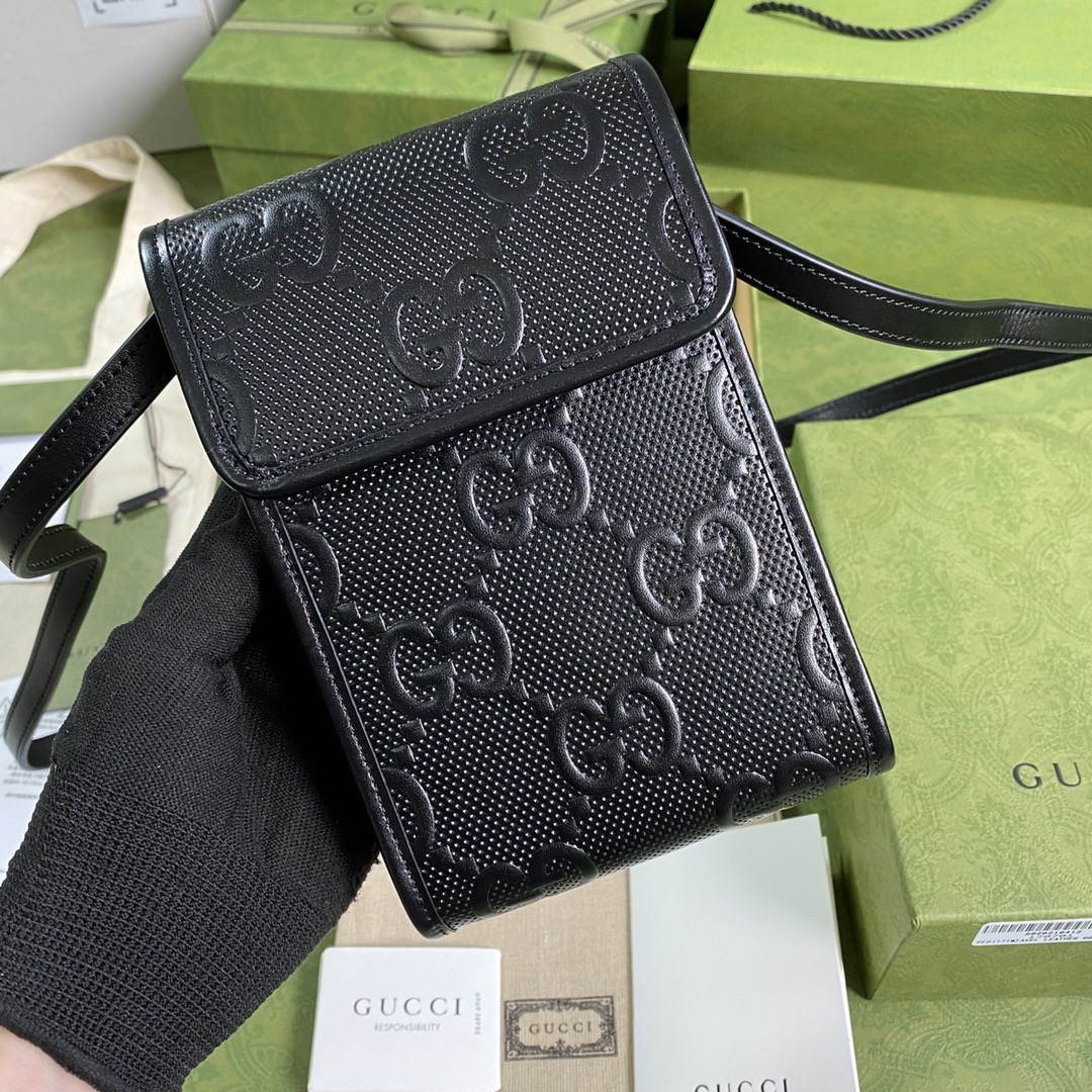 Gvc*1 mini gg embossed bag leather back 625571 11.5 x 18 x 3.5 cm