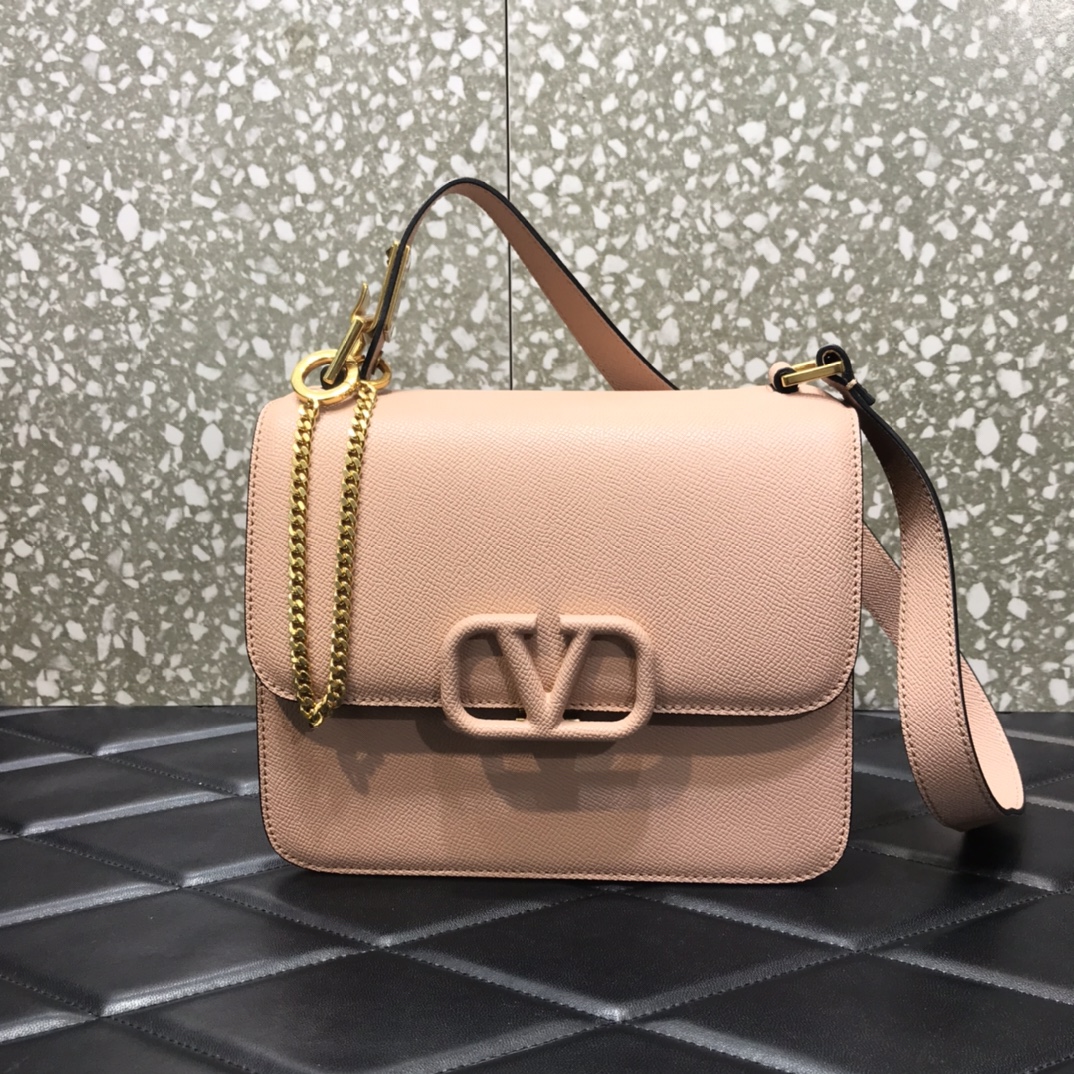 Va1e*ntin0 vsling grainy calfskin shoulder bag pink vw2b0f00 22 x 11 x 17 cm