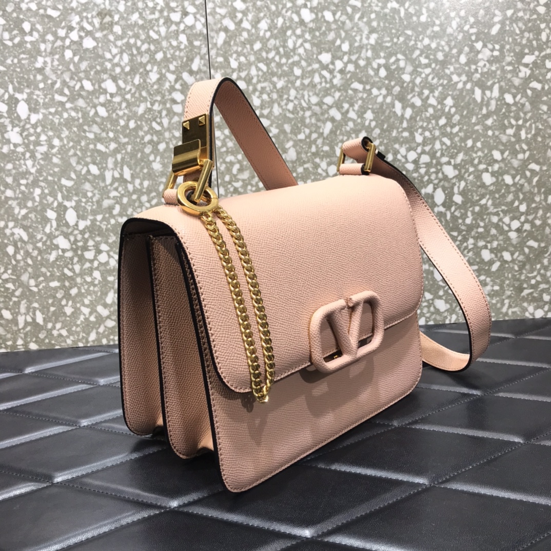 Va1e*ntin0 vsling grainy calfskin shoulder bag pink vw2b0f00 22 x 11 x 17 cm