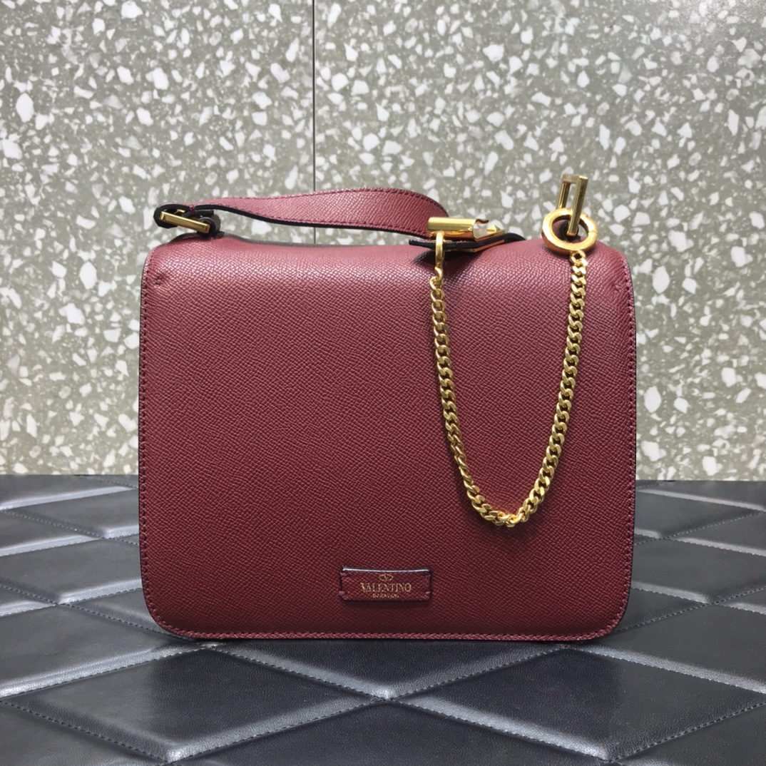 Va1e*ntin0 vsling grainy calfskin shoulder bag burgundy vw2b0f00 22 x 11 x 17 cm