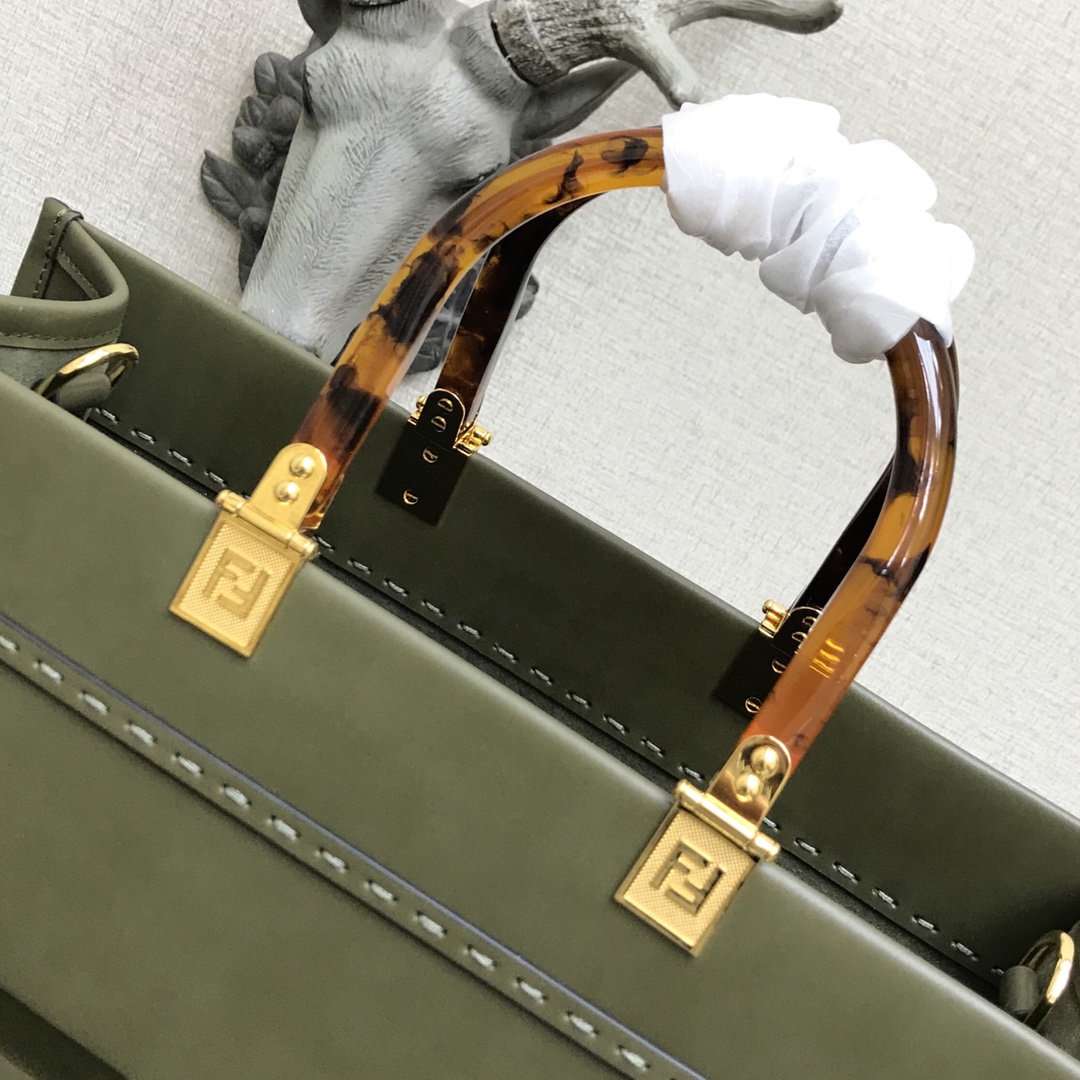 F**di medium sunshine leather shopper green 8bh386 36 x 17 x 31 cm