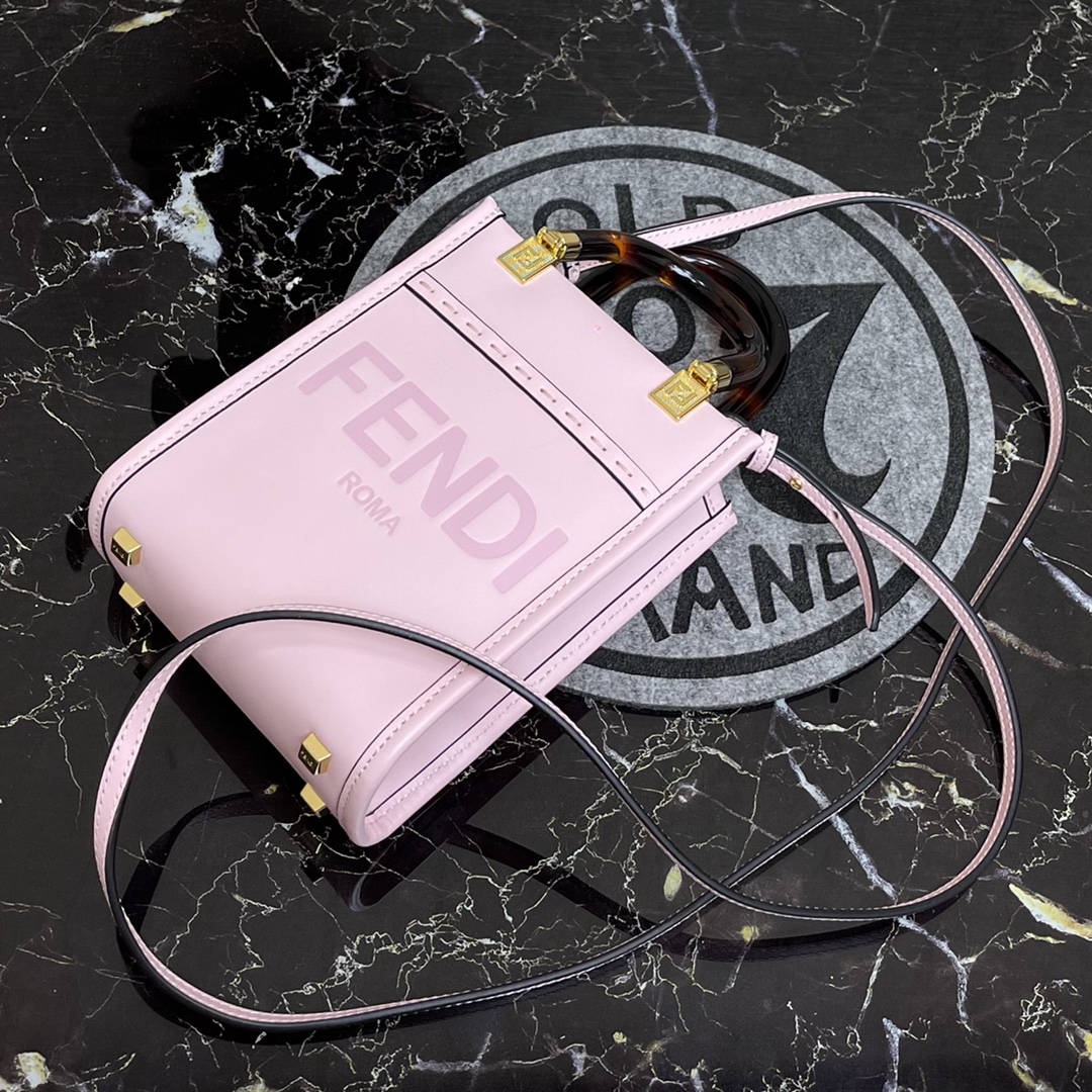 F**di mini sunshine shopper leather pink 8bs051 13 x 18 x 6.5 cm