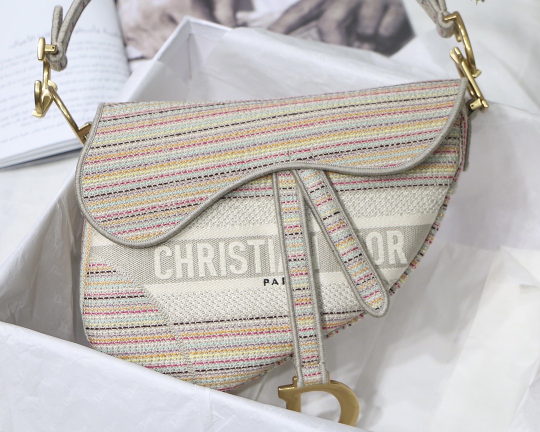 D10r saddle bag embroidery stripes color m0446 25.5 x 20 x 6.5 cm