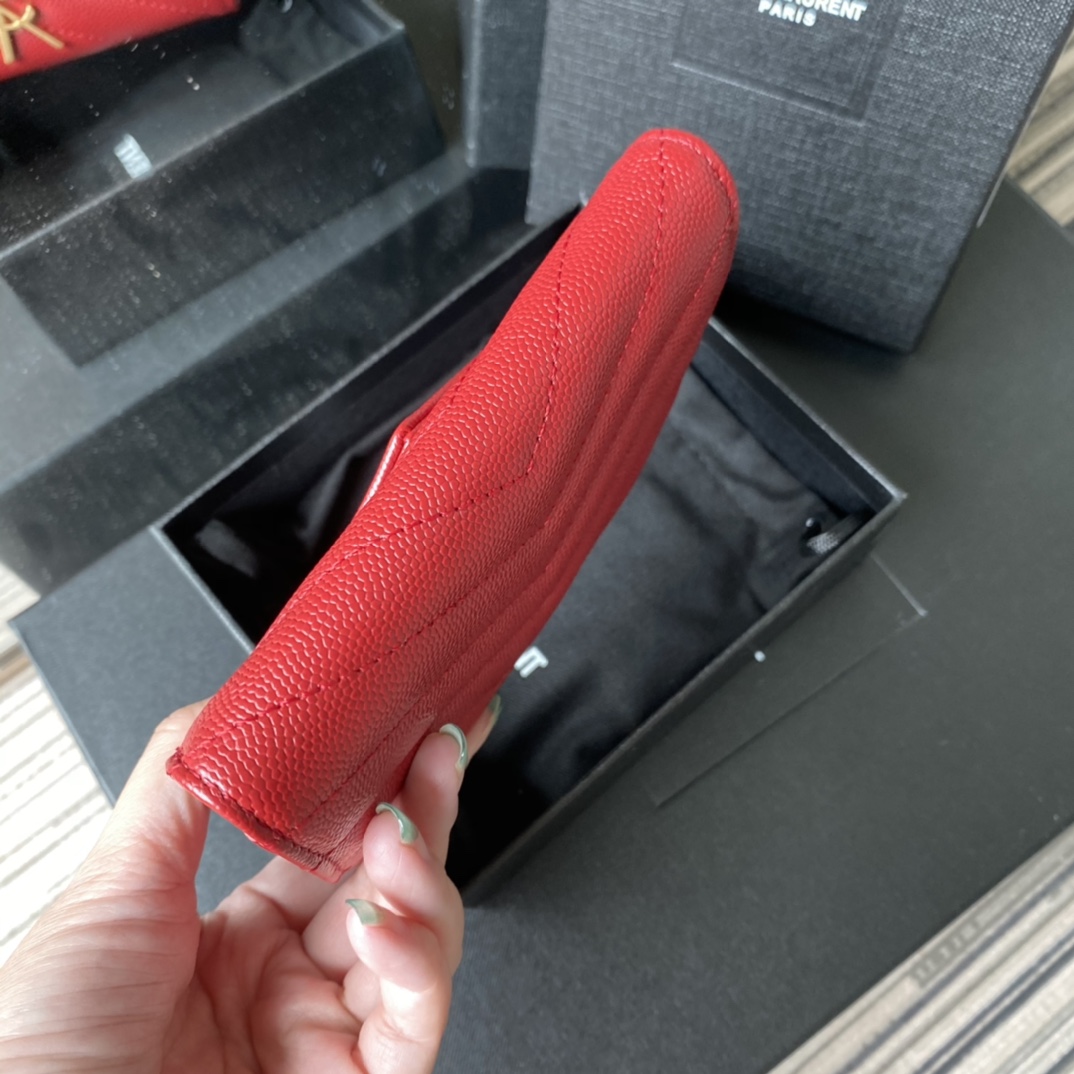 Y51 small monogram envelope wallet in grain de poudre embossed leather red 414404 13.5 x 9.5 x 3 cm