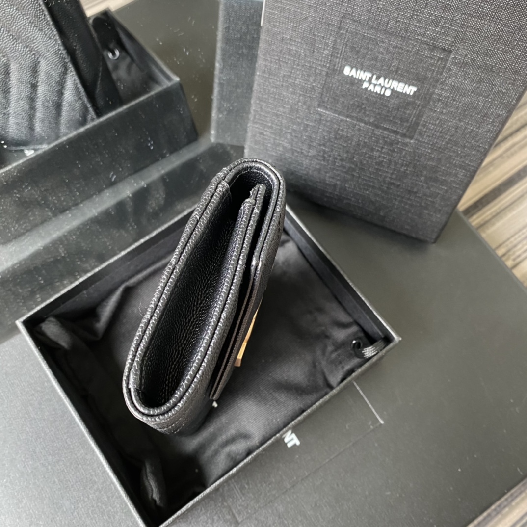 Y51 small monogram envelope wallet in grain de poudre embossed leather black 414404 13.5 x 9.5 x 3 cm