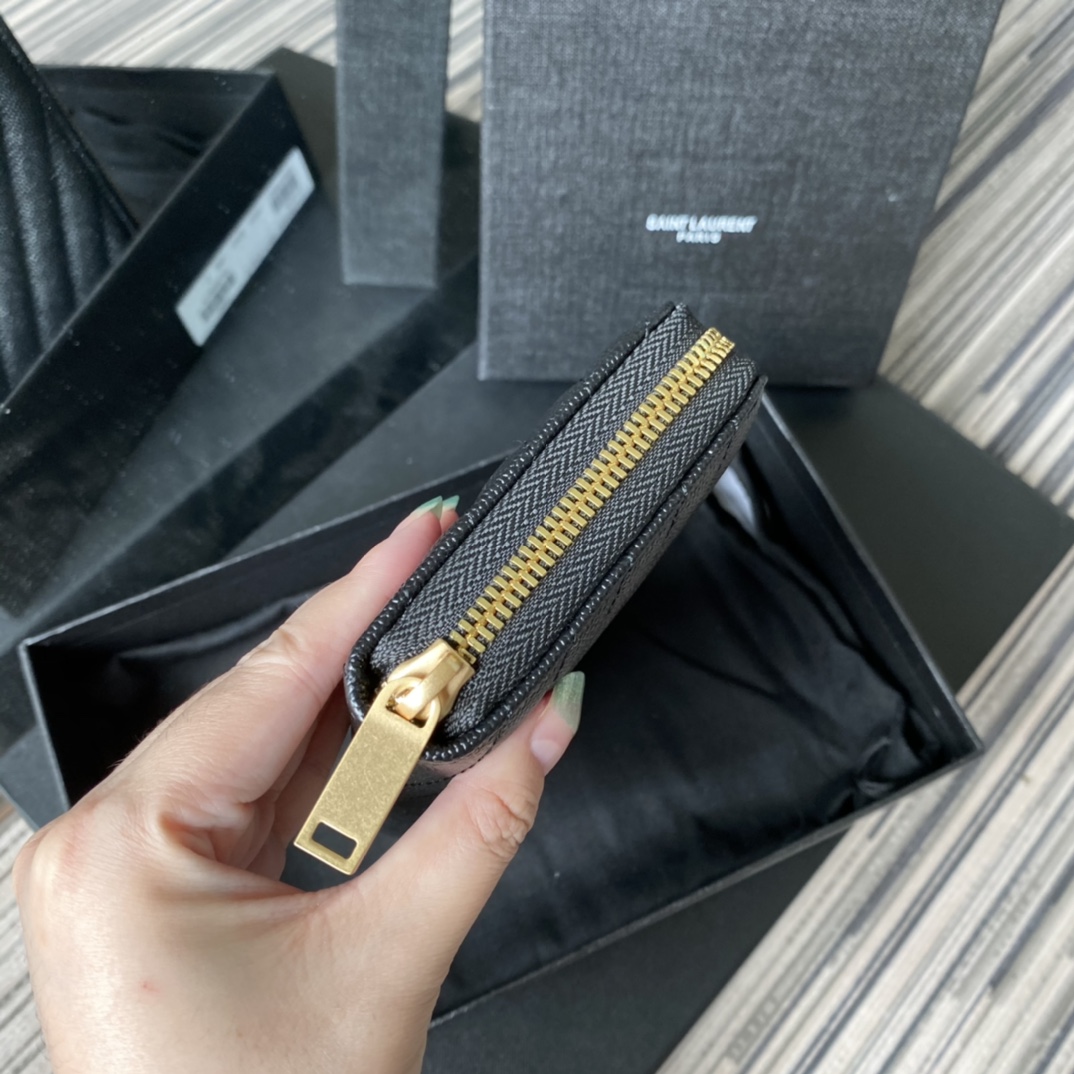 Y51 monogram zip around wallet in grain de poudre embossed leather black 358094 19 x 9 cm