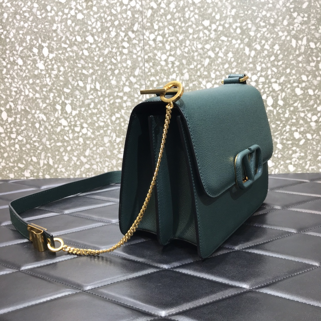 Va1e*ntin0 vsling grainy calfskin shoulder bag dark green vw2b0f00 22 x 11 x 17 cm